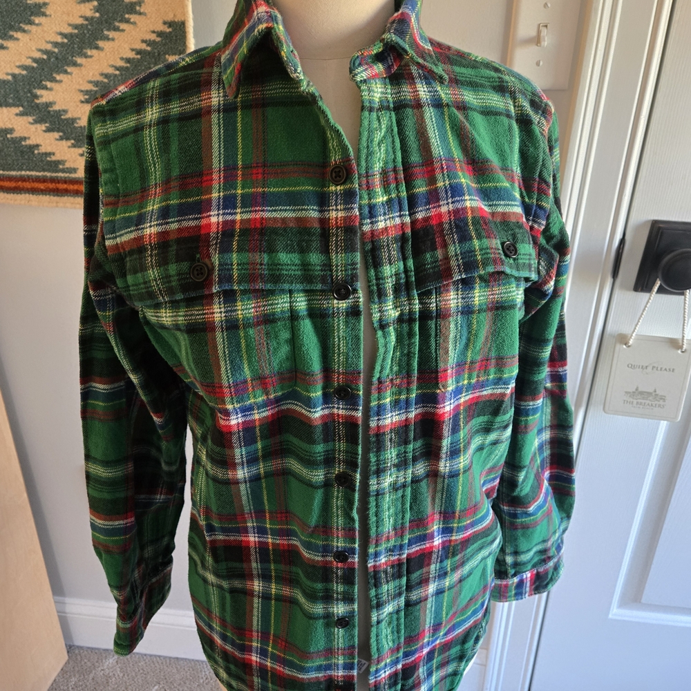 Ralph Lauren Polo Men's Green Plaid Button Down Flannel Shirt Size Small